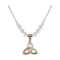 thumbnail image 1 of 18-Inch Hamilton Gold Plated Necklace with 6mm White April Birth Month Stone Beads and Trinity Irish Knot Charm, 1 of 1