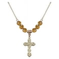 thumbnail image 1 of 18-Inch Hamilton Gold Plated Necklace with 6mm Yellow November Birth Month Stone Beads and Cross Charm, 1 of 1