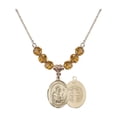 thumbnail image 1 of 18-Inch Hamilton Gold Plated Necklace with 6mm Yellow November Birth Month Stone Beads and Saint Benedict Charm, 1 of 1