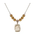 thumbnail image 1 of 18-Inch Hamilton Gold Plated Necklace with 6mm Yellow November Birth Month Stone Beads and Saint Joseph Charm, 1 of 1