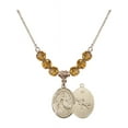 thumbnail image 1 of 18-Inch Hamilton Gold Plated Necklace with 6mm Yellow November Birth Month Stone Beads and Saint Joseph of Cupertino Charm, 1 of 1