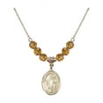 thumbnail image 1 of 18-Inch Hamilton Gold Plated Necklace with 6mm Yellow November Birth Month Stone Beads and Saint Joseph the Worker Charm, 1 of 1