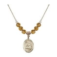 thumbnail image 1 of 18-Inch Hamilton Gold Plated Necklace with 6mm Yellow November Birth Month Stone Beads and Saint Joshua Charm, 1 of 1