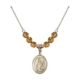 thumbnail image 1 of 18-Inch Hamilton Gold Plated Necklace with 6mm Yellow November Birth Month Stone Beads and Saint Lucia of Syracuse Charm, 1 of 1