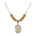 thumbnail image 1 of 18-Inch Hamilton Gold Plated Necklace with 6mm Yellow November Birth Month Stone Beads and Saint Martin of Tours Charm, 1 of 1