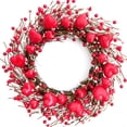 thumbnail image 1 of 18 Inch Heart-shaped Berries Valentines Day Front Door Wreath, Red Heart Wreath for Wedding and Holiday Home Decor, Farmhouse Valentines Day Spring Wreath, 1 of 5