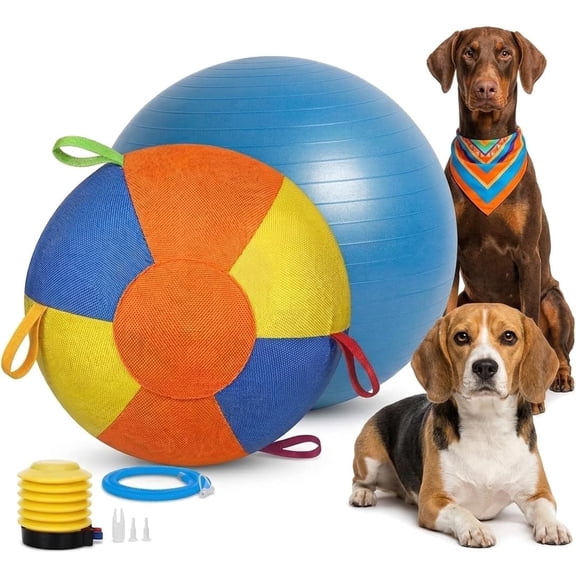 18 Inch Herding Ball for Dogs with Pump, Interactive Dog Herding Ball for Australian Shepherd, Border Collie, Cattle Dog, Large Breed Dogs, Durable Anti-Burst PVC Outdoor Dog Training & Exercise Toy
