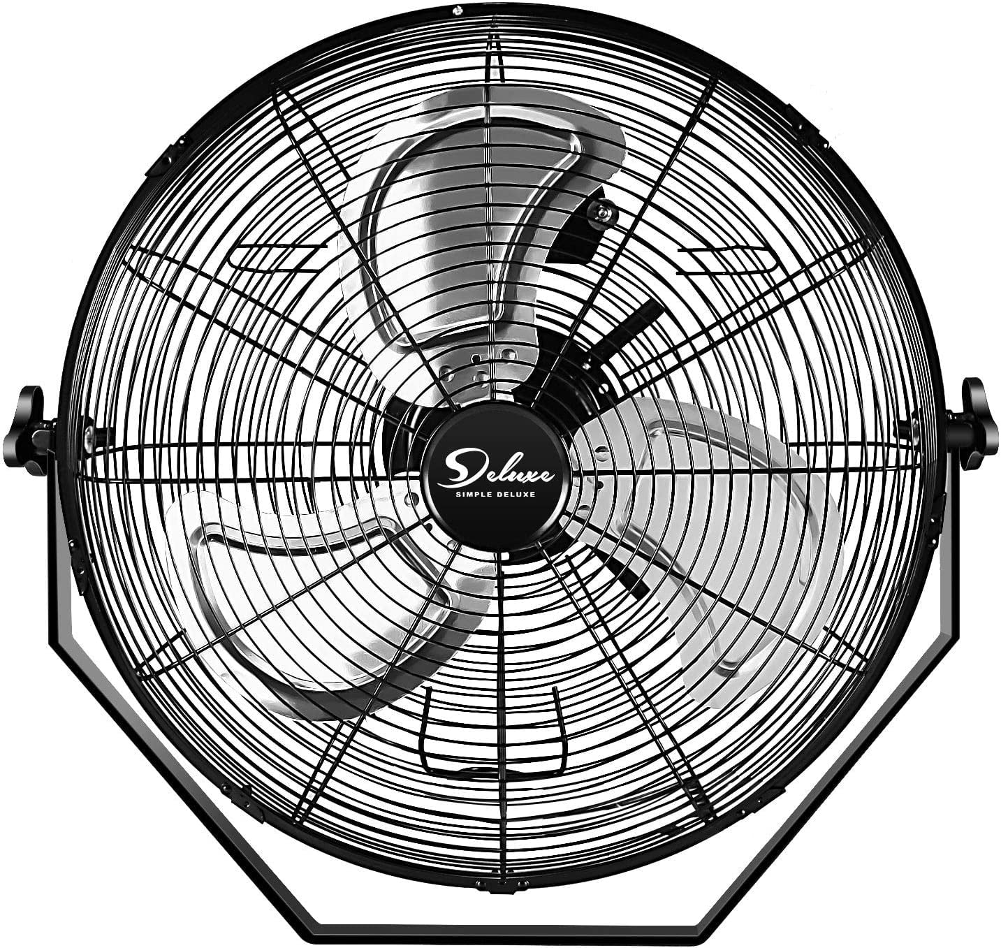 18 Inch Black Aluminum Industrial Wall Mount Fan with 3 Speed Settings