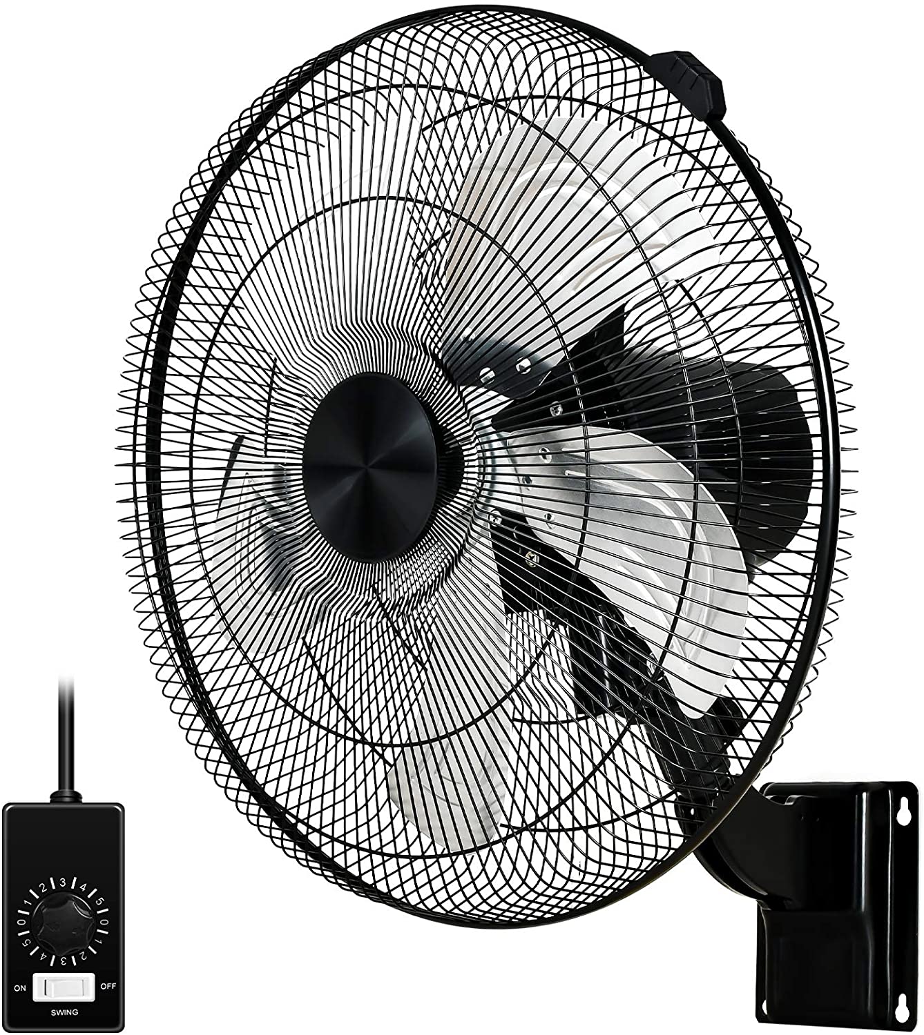 Pelonis 16" 3Speed Oscillating Wall Mount Fan, Model FW40F3B, Black