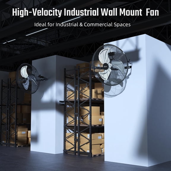 18 Inch Industrial Wall Mount Fan, 3 Speed Commercial Ventilation Metal Fan for Warehouse, Greenhouse, Workshop, , Factory and Basement - High