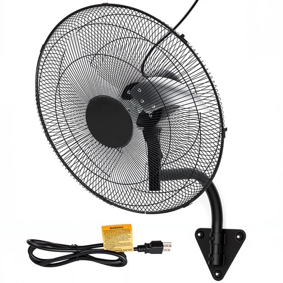 18 Inch Industrial Wall-Mounted Oscillating Misting Fan - 3500 CFM High Velocity, IP44 Waterproof, 3-Speed Adjustable, Aluminum Blades for Warehouse, Workshop, Greenhouse and Outdoor Cooling