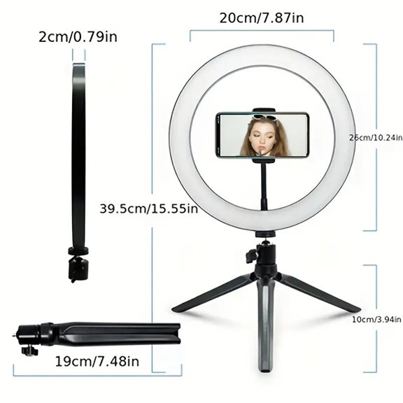 18-Inch LED Ring Light Complete with a Stand, Carrying Bag, And Mobile Phone Holder, Ideal for Smartphone Photography, Live Streaming, Selfies, Makeup Application, And Studio Video And Photo Shoots