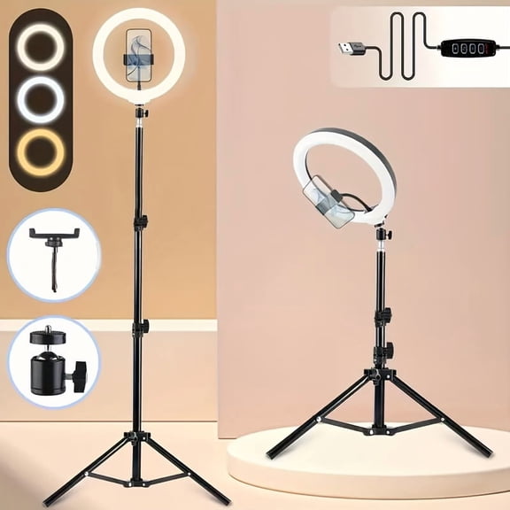 18-Inch LED Ring Light Complete with a Stand, Carrying Bag, And Mobile Phone Holder, Ideal for Smartphone Photography, Live Streaming, Selfies, Makeup Application, And Studio Video And Photo Shoots.