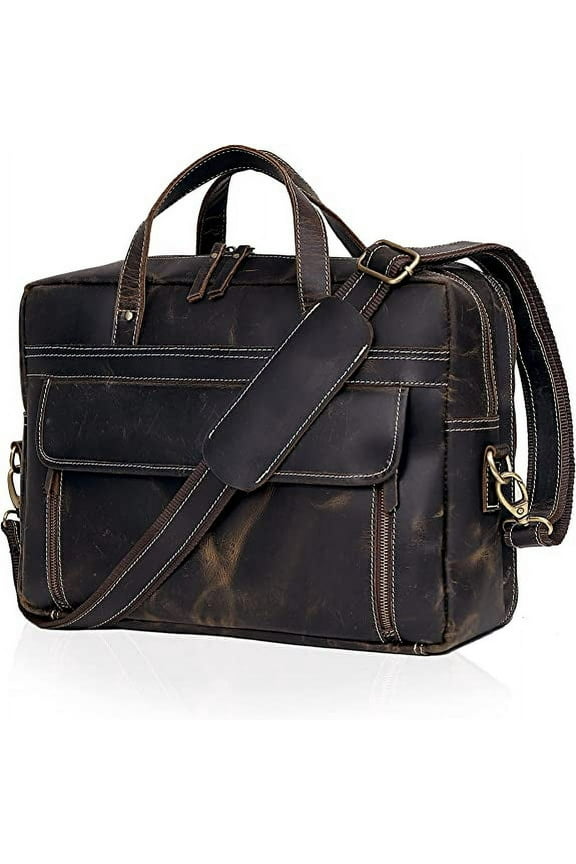 18 Inch Leather briefcases Laptop Messenger Bags for Men and Women Best Office School College Satchel Bag