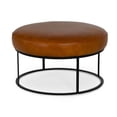 thumbnail image 1 of 18 Inch Leatherette Ottoman with Metal Base, Black and Brown, 1 of 5