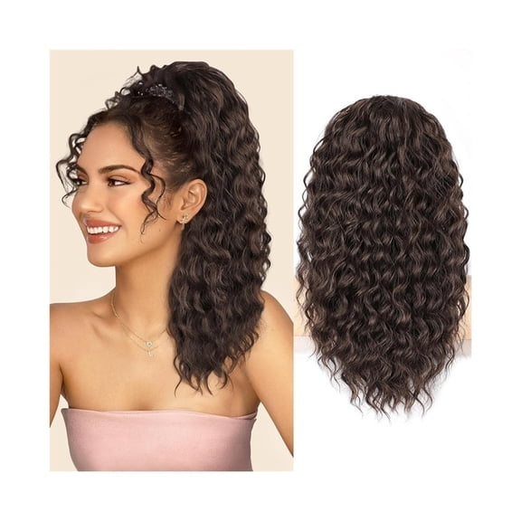 18 Inch Long Afro Curly Pony Tail Synthetic Hair Piece Curly Drawstring Ponytail Extension for Black Women