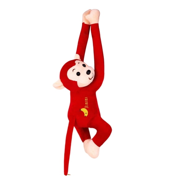 18 Inch Long Arm Hanging Monkey Plush Toy, Soft Colorful Monkey Squad Stuffed Animal for Car Home Decoration,Red