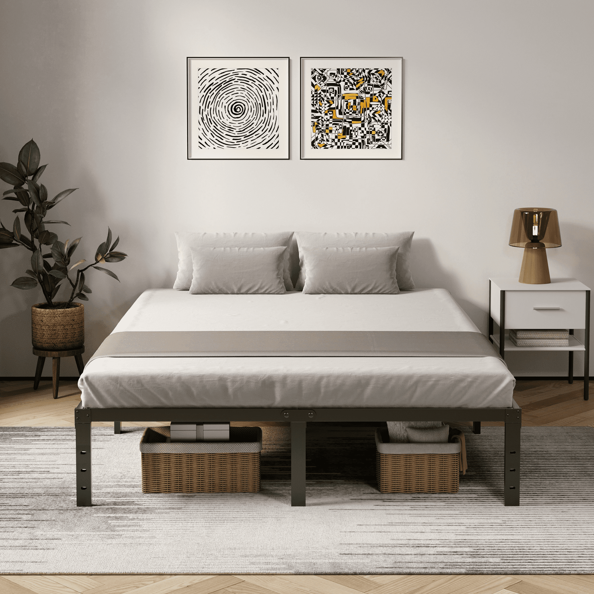 WANTAI 18 Inch Metal Bed Frames,FULL Size Bed Frame,Strong Structure,Stable Mattress Foundations,No Box Spring Needed,Noise-Free,Easy Assembly