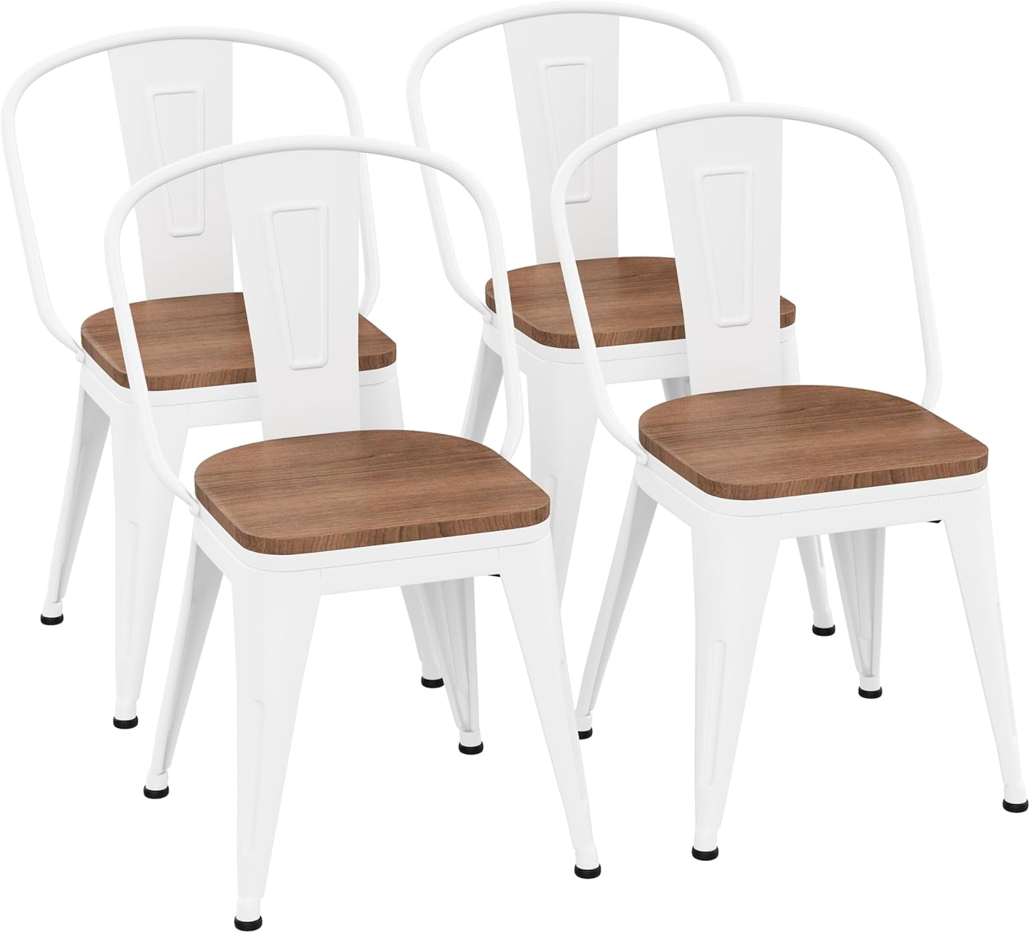 18 Inch Metal Dining Chairs,Arlunar Farmhouse Chairs Set of 4 White ...