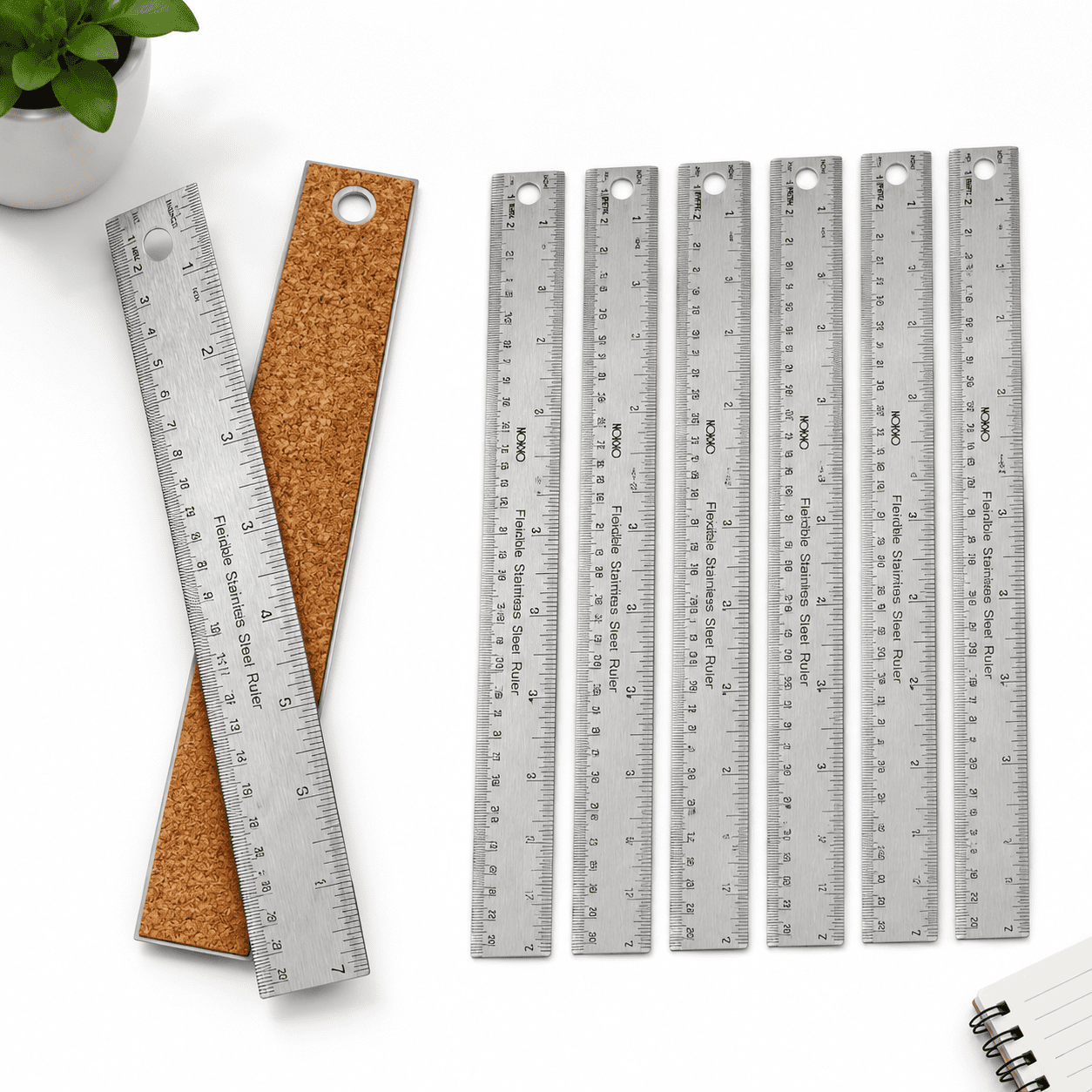 18 Inch Metal Ruler With Corking Stainless Steel Pack Of 10 - Walmart.com