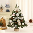thumbnail image 1 of 18 Inch Mini Merry Christmas Tree Tabletop Artificial DIY Pine Xmas Tree with Balls & Pines & Angel Set Desktop Small Green Christmas Decoration for Table Desk Home Party (White), 1 of 6