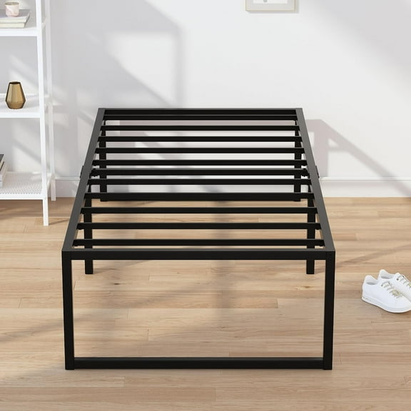 18 Inch Narrow Twin Bed Frame 30x75, Heavy Duty Metal Platform No Box Spring Needed, Easy Assembly Noise Free, Black