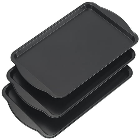18-Inch Nonstick Baking Sheets & Cookie Trays for Oven, 3-Pack Durable Baking Pans Set, Black