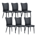 thumbnail image 1 of 18 Inch PU Dining Chairs, Modern Minimalist Dining Chair with High-Density Foam Chair, Simple Upholstered Dining Chairs, Accent Desk Chair Dining Room, Kitchen, Vanity(Dark Black,Set of 6), 1 of 9