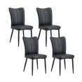 thumbnail image 1 of 18 Inch PU Dining Chairs, Modern Minimalist Dining Chair with High-Density Foam Chair, Simple Upholstered Dining Chairs, Accent Desk Chair Dining Room, Kitchen, Vanity(Dark Black,Set of 4), 1 of 9