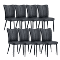 thumbnail image 1 of 18 Inch PU Dining Chairs, Modern Minimalist Dining Chair with High-Density Foam Chair, Simple Upholstered Dining Chairs, Accent Desk Chair Dining Room, Kitchen, Vanity(Dark Black,Set of 8), 1 of 9