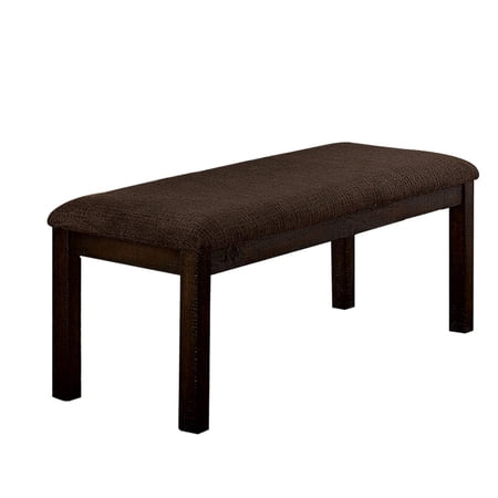 18 Inch Padded Bench with Wooden Frame, Brown- Saltoro Sherpi