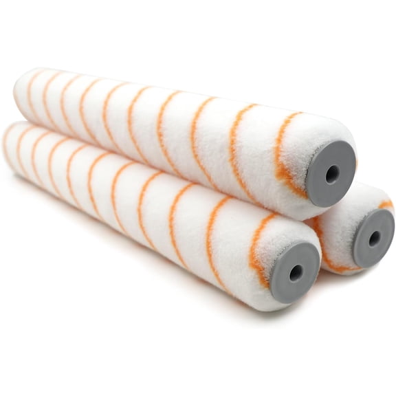 18 Inch Paint Roller Covers, 3-Pack 1/2" Nap Polyester Roller Sleeves for Walls, Ceilings, Floors & Decks  Lint-Free, Washable & Reusable