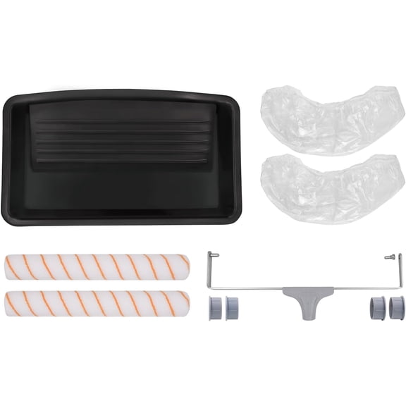 18 Inch Paint Roller Kit - for Large Walls & Ceilings, Heavy Duty Frame with 2 Lint-Free Covers & Deep Well Paint Tray with Liners, Professional Painting Tool Set for Fast Coverage