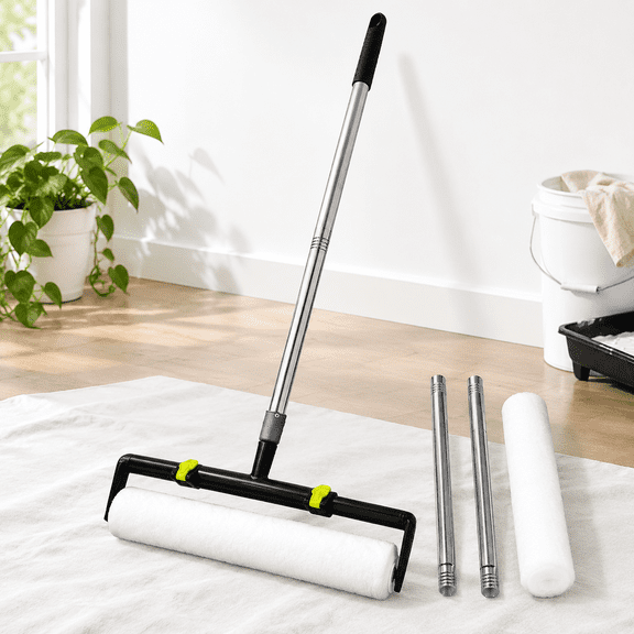 18 Inch Paint Roller Kit with Adjustable Extension Handle, 4 Pack