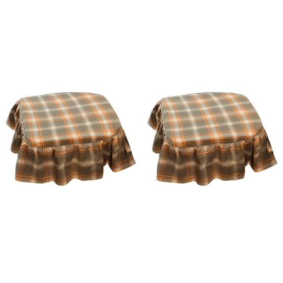 18 Inch Plaid Ruffled Dining Chair Cushions with Ties Non- Seat Pads Soft Thick Filled Country Style Gingham Kitchen Office Home Wooden Chair Cushion Cover Pad (2PCS)