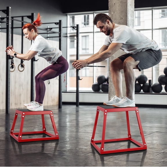 18 Inch Plyo Box, Steel Plyometric Platform and Jumping Agility Box, Anti-Slip Fitness Exercise Step Up Box for Home Gym Training, Conditioning Strength Training
