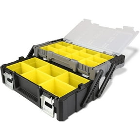 18 Inch Portable Plastic Cantilever Tool Box Organizer, with Removable Compartments Ideal, for Hardware Assorted Nails Dowels Washers Screws Nuts and Bolts