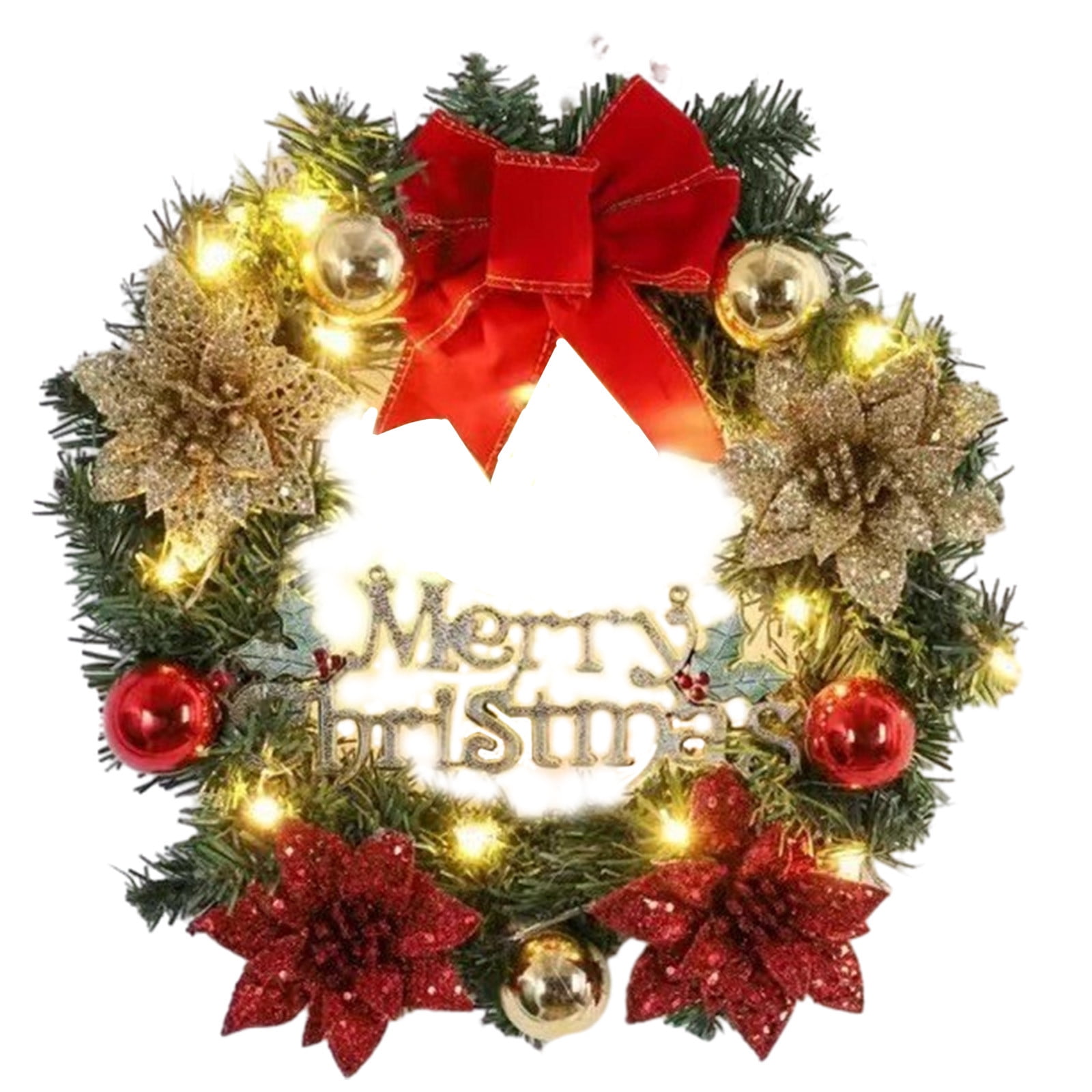 18 Inch PreLit Artificial Christmas Wreath with Lights,Lighted