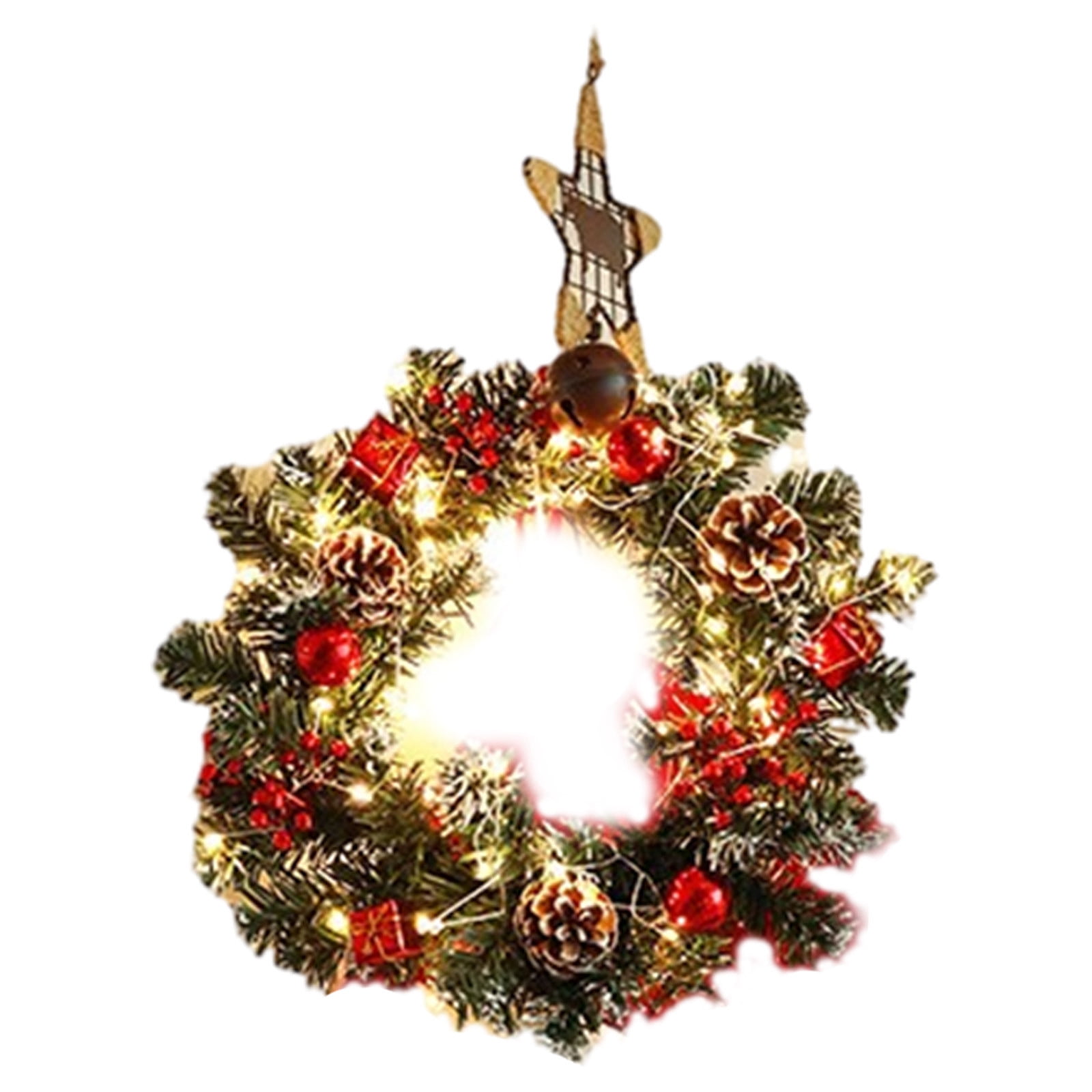 18 Inch PreLit Artificial Christmas Wreath with Lights,Lighted