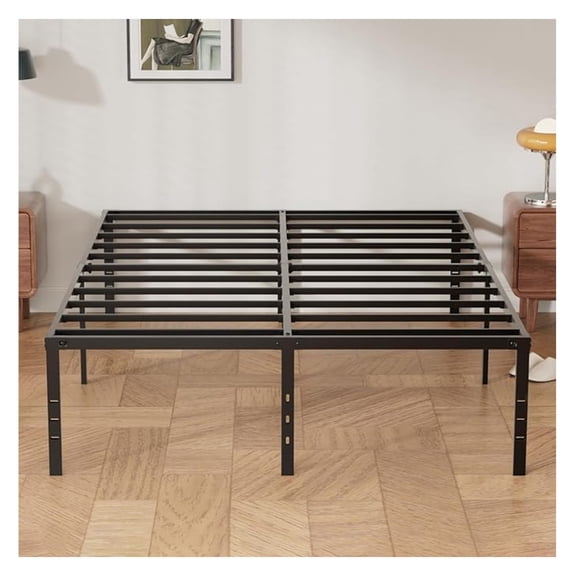 18 Inch Queen Bed Frames, Heavy Duty Metal Platform with Tool Free Setup, Easy Assembly, Noise Free, Non Slip Black Bed Frame Queen Size