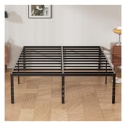 18 Inch Queen Bed Frames, Heavy Duty Metal Platform with Tool Free Setup, Easy Assembly, Noise Free, Non Slip Black Bed Frame Queen Size