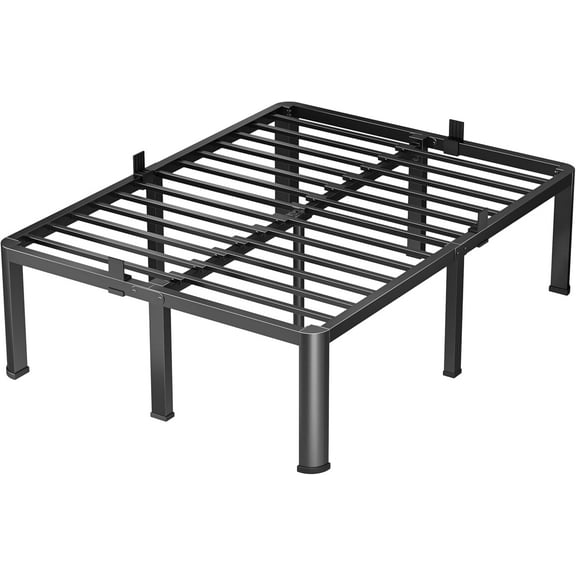 18 Inch Queen Heavy Duty 3500 lbs Bed Frame with Round-Corner Legs & Anti-Squeak Design Quick Assembly Metal Platform, No Box Spring Needed