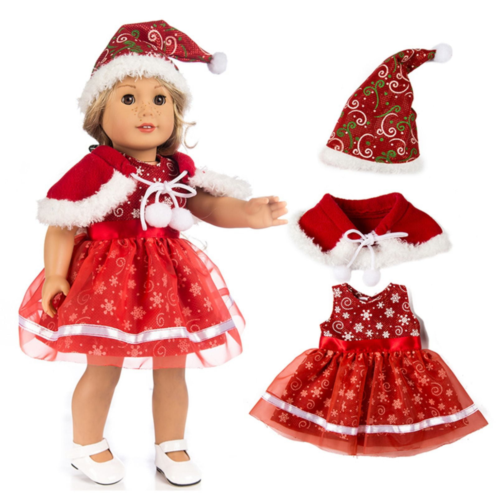 18 Inch Reborn Baby Doll Clothing Accessories Christmas Dress Up 3 Piece Sets (no doll)