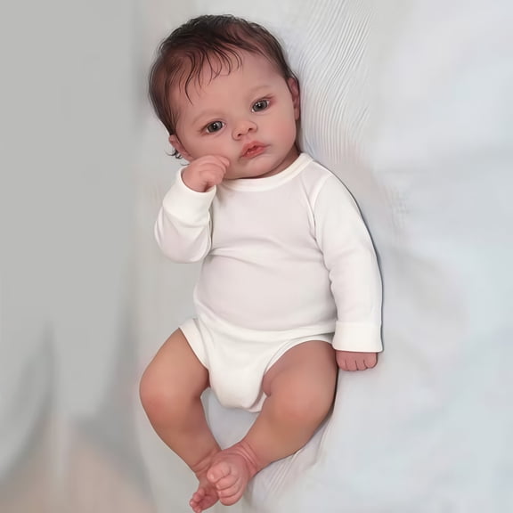 18 Inch Reborn Doll Girl, Full Vinyl Body Lifelike Baby Doll, Hand Rooted Hair Realistic Reborn Doll Toy for Kids Age 3+