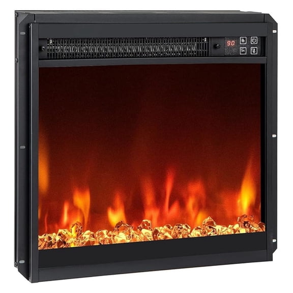 18 Inch Recessed Fireplace Heater, Electric Fireplace Insert w/Multi-Color Flame & Crystal Ember Bed, Control, 9H Timer, Built-in Thermostat & Overheat Protection, 1500W