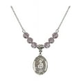 thumbnail image 1 of 18-Inch Rhodium Plated Necklace w/ 6mm Light Purple February Birth Month Stone Beads & Saint Christina the Astonishing Charm, 1 of 1