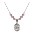 thumbnail image 1 of 18-Inch Rhodium Plated Necklace w/ 6mm Light Rose Pink October Birth Month Stone Beads and Saint Sebastian / Motorcycle Charm, 1 of 1