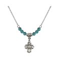 thumbnail image 1 of 18-Inch Rhodium Plated Necklace with 4mm Blue December Birth Month Stone Beads and 5-Way Charm, 1 of 1