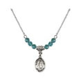 thumbnail image 1 of 18-Inch Rhodium Plated Necklace with 4mm Blue December Birth Month Stone Beads and Blessed Karolina Kozkowna Charm, 1 of 1