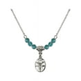 thumbnail image 1 of 18-Inch Rhodium Plated Necklace with 4mm Blue December Birth Month Stone Beads and Crucifix Charm, 1 of 1